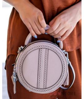 Купить онлайн круглую кожаную женскую сумочку цвета капучино - арт.6900
