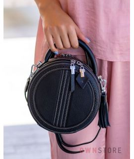 Купить онлайн круглую кожаную черную женскую сумочку - арт.6900
