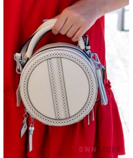 Купить онлайн круглую кожаную бежевую женскую сумочку - арт.6900