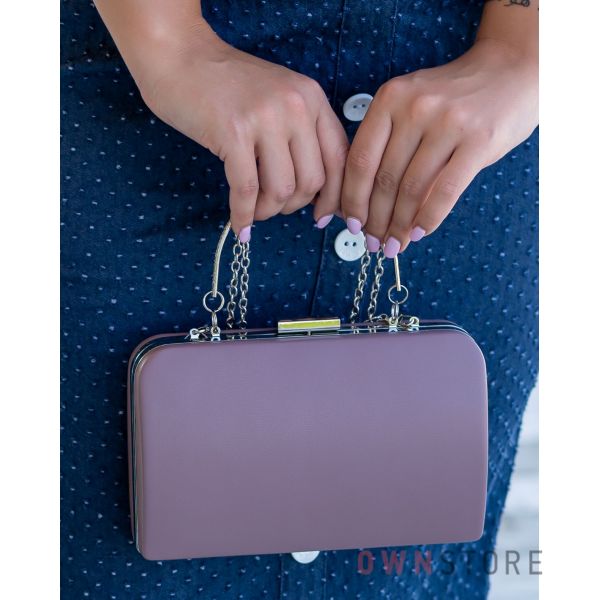 Купить онлайн большой женский темно-лиловый клатч из кожзама - арт.7679