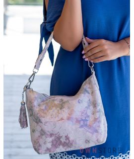 Купить онлайн сумку-мешок женскую нежно-розовую с чешуйками - арт.8062