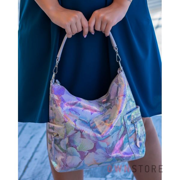 Купить онлайн женскую сумку с карманами из лазера летнюю - арт.923
