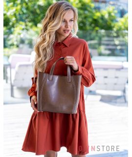 Купить онлайн сумку женскую из натуральной кожи светло-коричневую - арт.99912