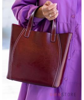Купить онлайн сумку женскую из натуральной кожи бордовую - арт.99912