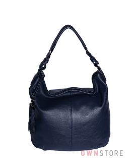Купить онлайн кожаную синюю женскую сумку - мешок на одной ручке - арт.79152