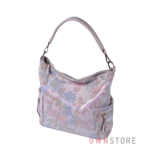 Купить онлайн сумку женскую с карманами из лазера с цветами - арт.923