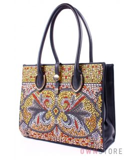 Купить сумку черную женскую с мозаичной вышивкой от Фарфалла Россо - арт. 83107