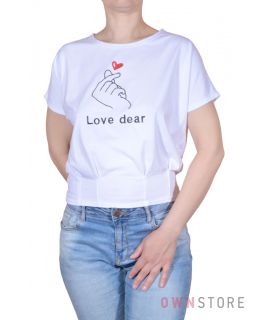 Купить онлайн женскую белую футболку с вышивкой впереди - арт.962