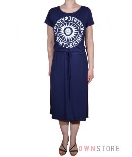 Купить онлайн платье женское из тонкого трикотажа с завязкой на поясе - арт.112