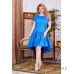 Купить батальное асимметричное женское платье с оборками голубое  - арт.1147