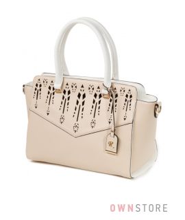Купить бежевую женскую сумку Фарфалла Россо с цветочным орнаментом - арт.91474