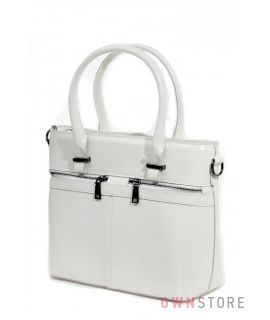 Купить сумку кожаную женскую белую от Farfalla Rosso с двумя карманами впереди - арт.6690