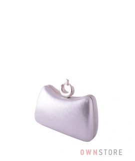 Купить женский клатч онлайн серебряный парчовый изогнутый - арт.09819
