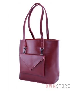Купить онлайн сумку женскую из кожи со съемным карманом красную - арт.75