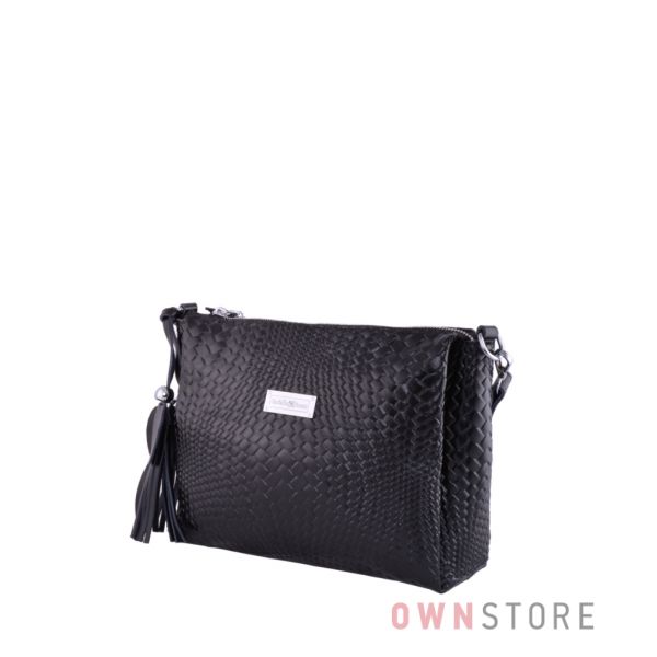 Купить онлайн сумочку женскую черную из кожи с тиснением от Фарфалла Россо - арт.102