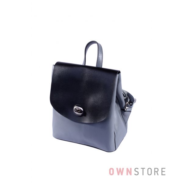 Купить онлайн рюкзак женский кожаный серо-черный  - арт.241