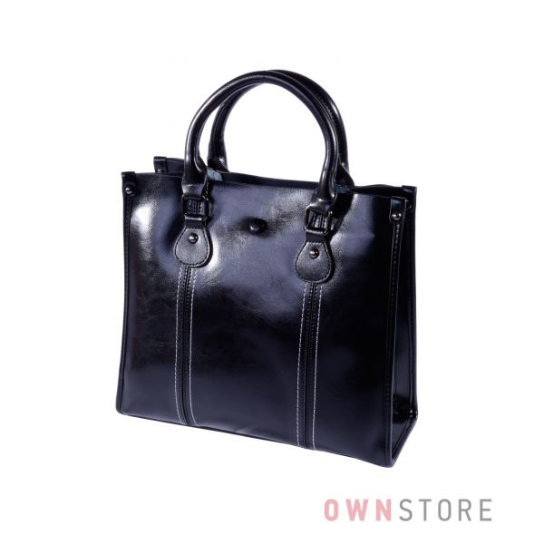 Купить онлайн сумку женскую черную прямоугольную со строчками  - арт.206