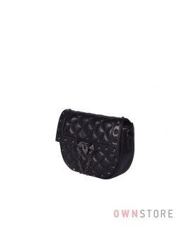Купить онлайн миниатюрную женскую черную кожаную сумочку с заклепками - арт.3005