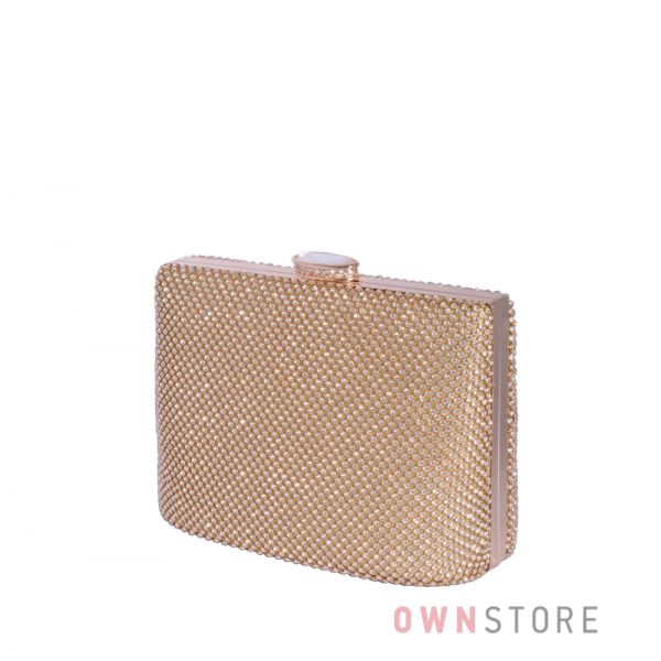 Купить онлайн сумочку-клатч женскую в стразах золотую - арт.43001