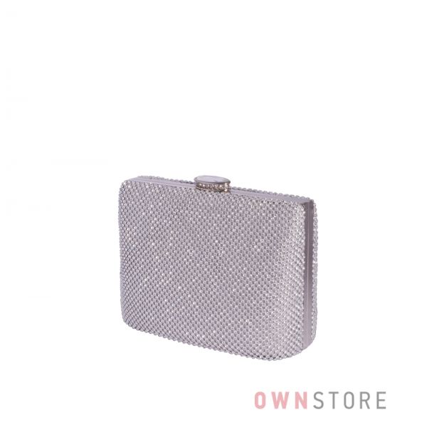 Купить онлайн сумочку-клатч женскую  в стразах серебряную  - арт.43001