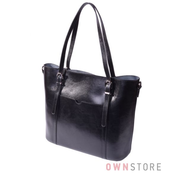 Купить онлайн сумку женскую прямоугольную черную кожаную - арт.502