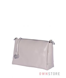 Купить онлайн небольшую женскую сумочку через плечо из бежевой кожи - арт.801103