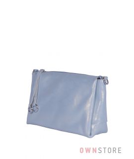Купить онлайн небольшую женскую сумочку через плечо голубой перламутр - арт.801103