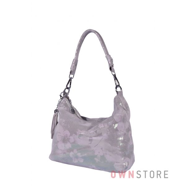Купить онлайн сумку-мешок от Фарфалла Россо женскую серебряную с цветами - арт.8062