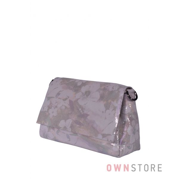 Купить онлайн сумку женскую из лазера с цветами нежно-розовую  - арт.856