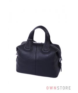 Купить онлайн сумку-саквояж женскую черную кожаную - арт.9952